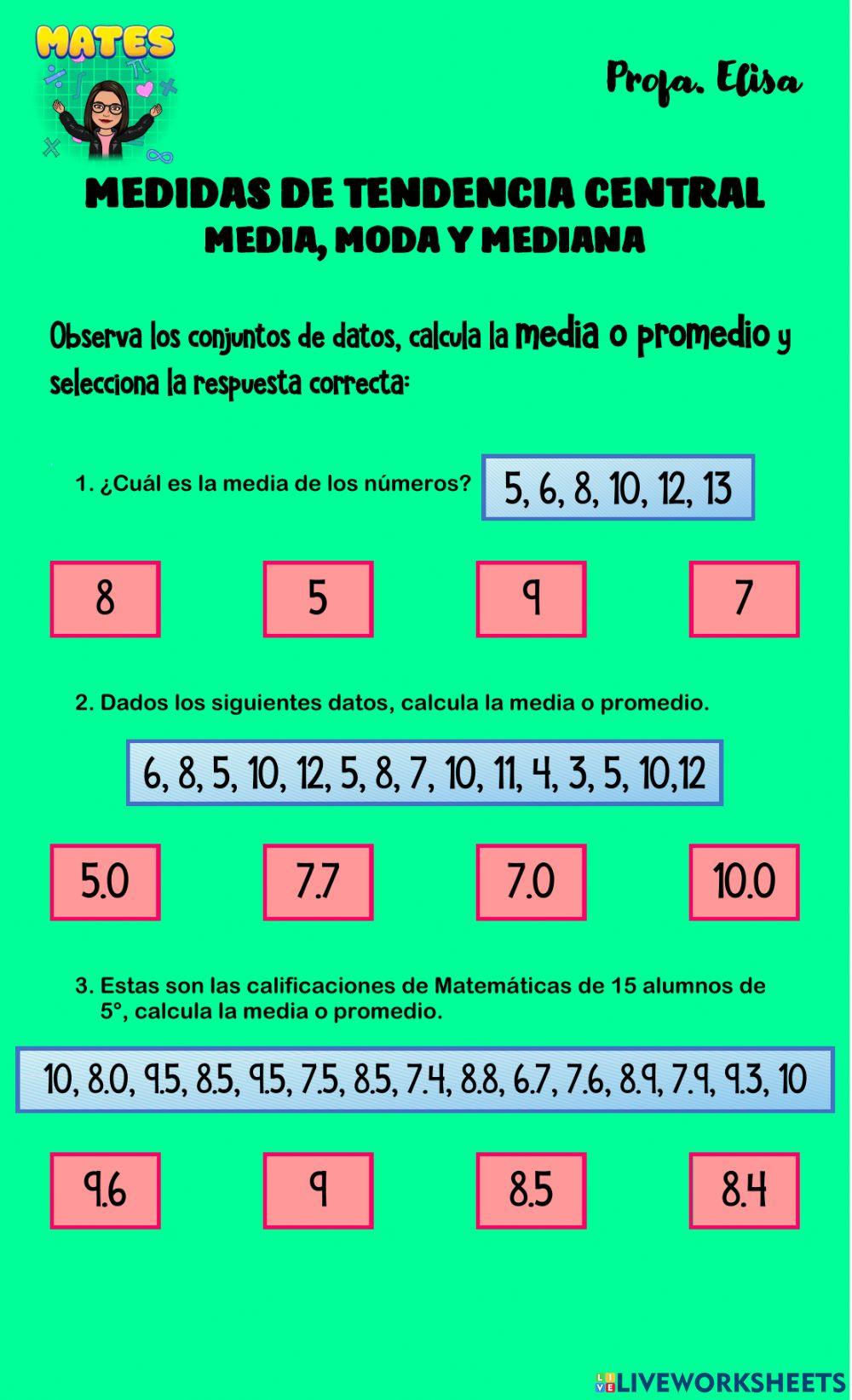 Medidas de tendencia central-media, moda y mediana