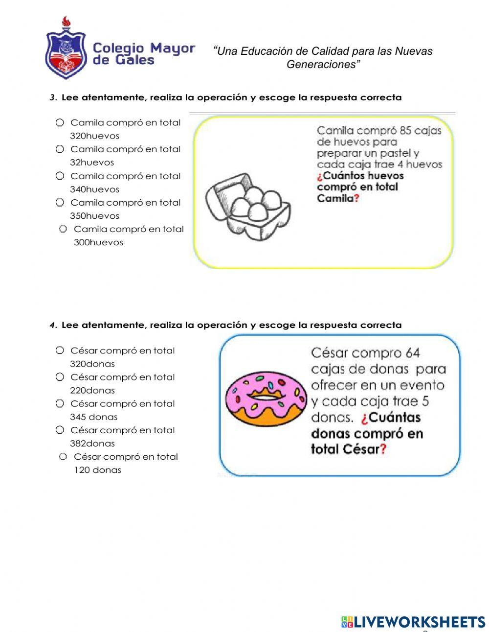 Evaluación matemáticas 2  -  segundo bimestre