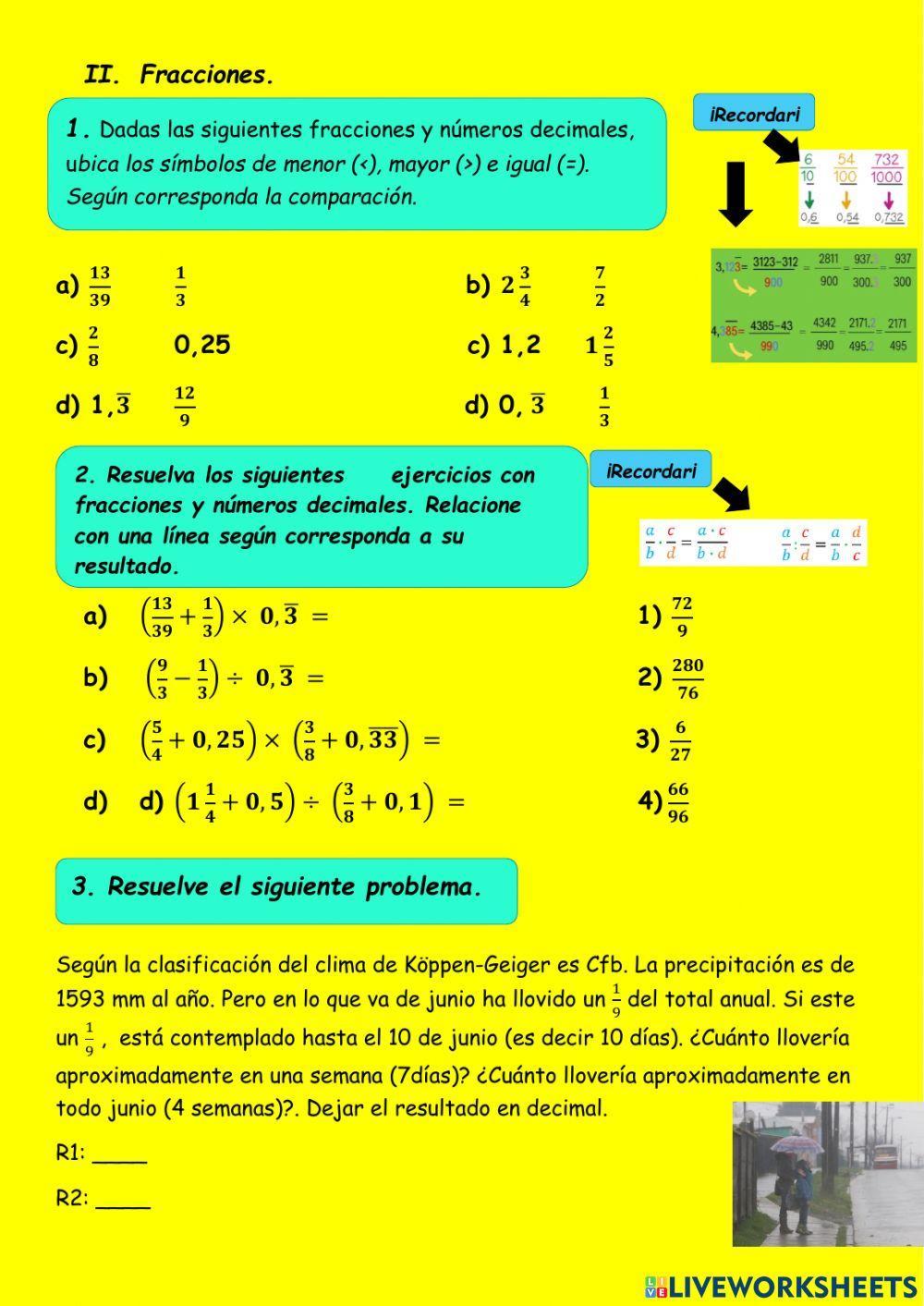 Numeros enteros y fracciones