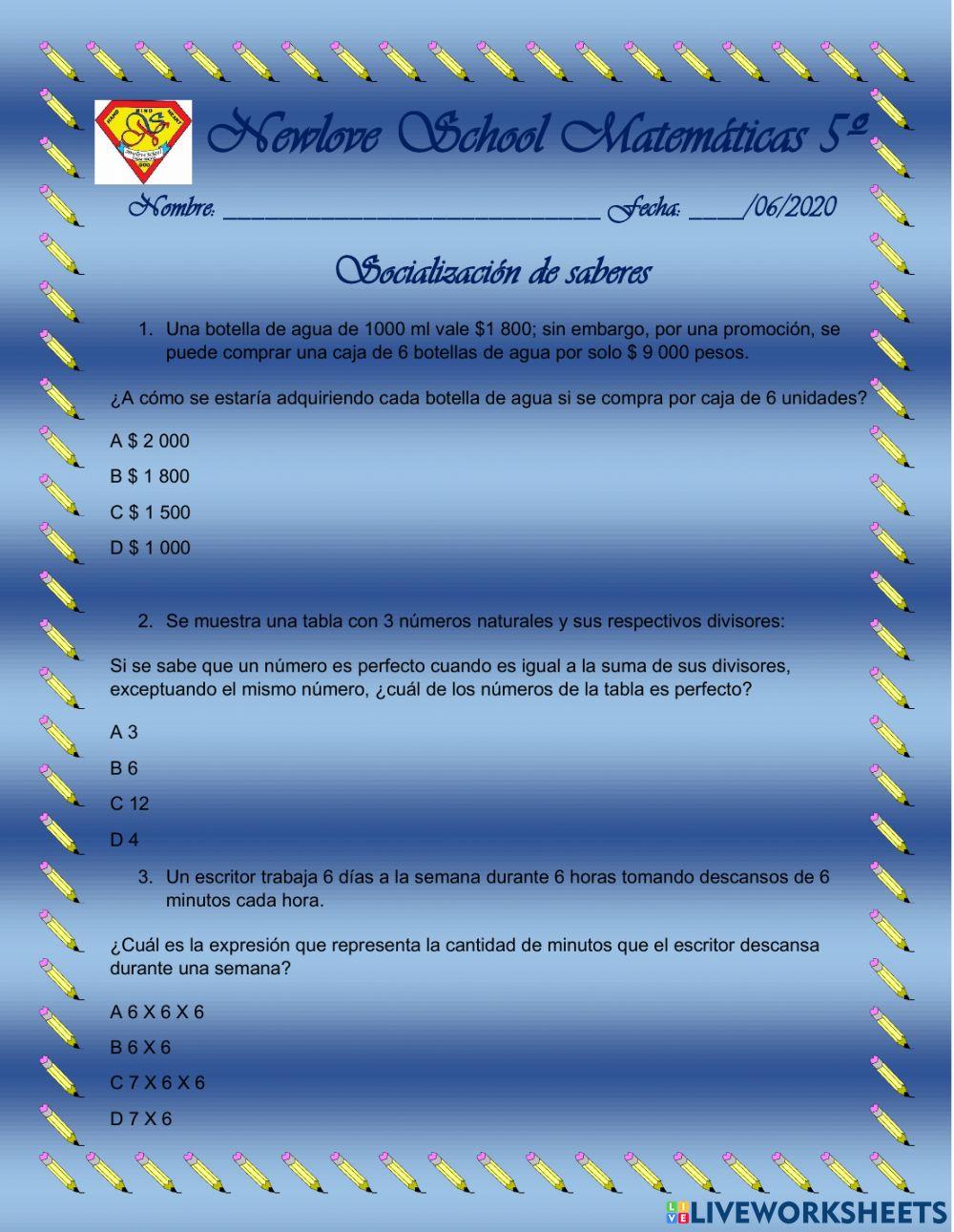 Socialización de saberes de Matemáticas