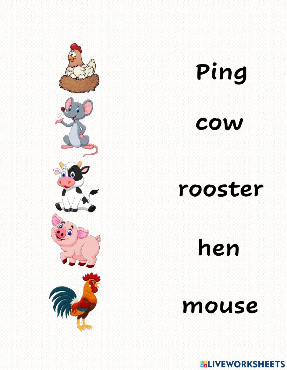 Animales de granja en ingles