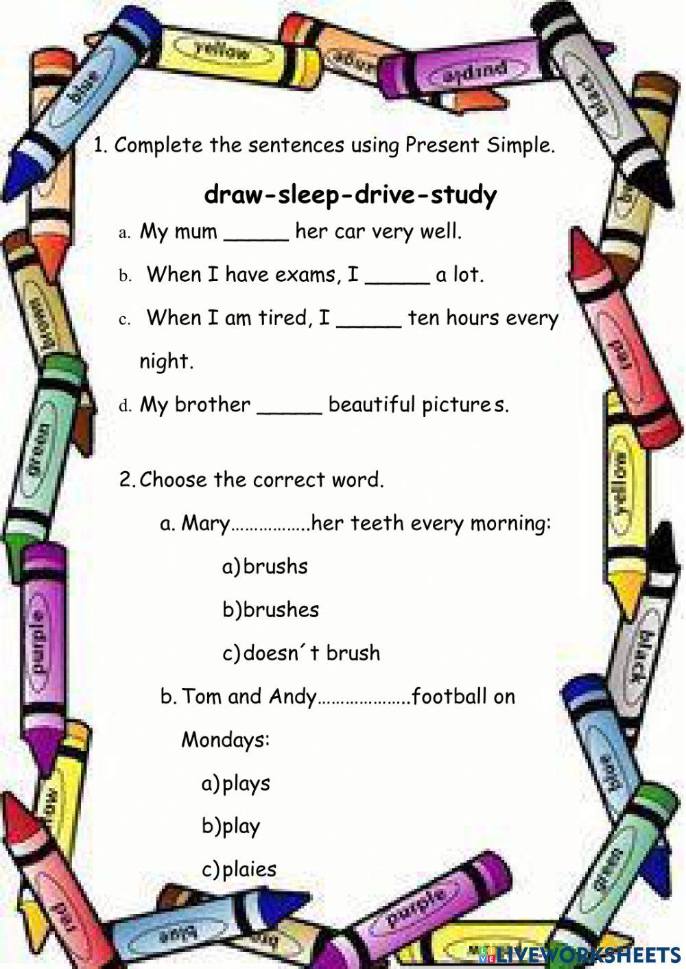 Present Simple Affirmative form activity | Live Worksheets