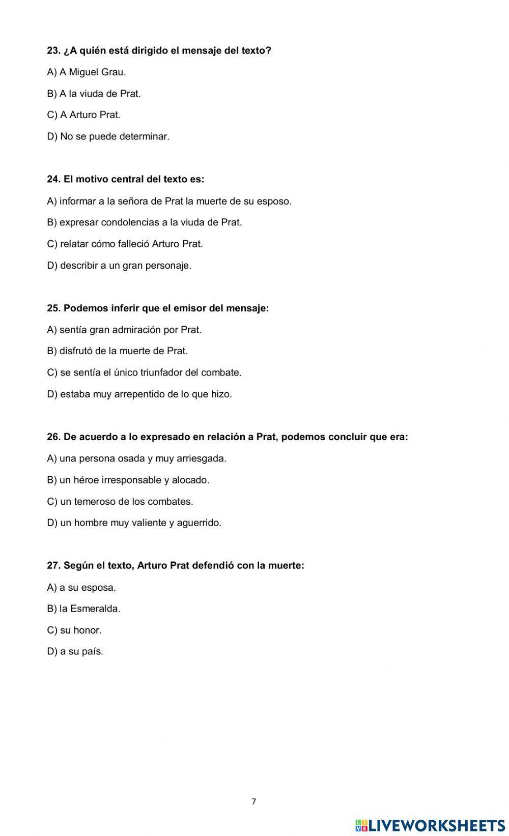 Prueba comprension de lectura