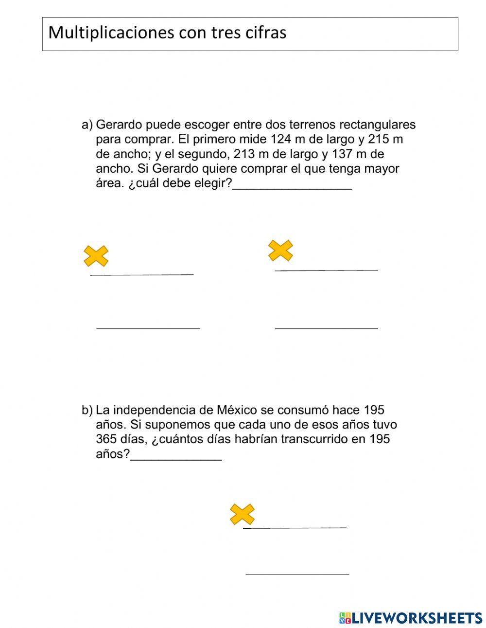 Multiplicación y división de tres cifras.