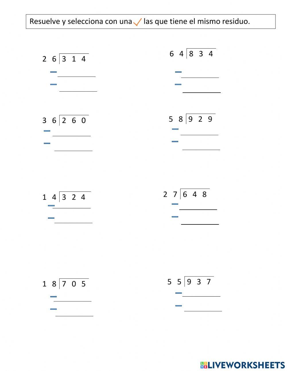 Multiplicación y división de tres cifras.