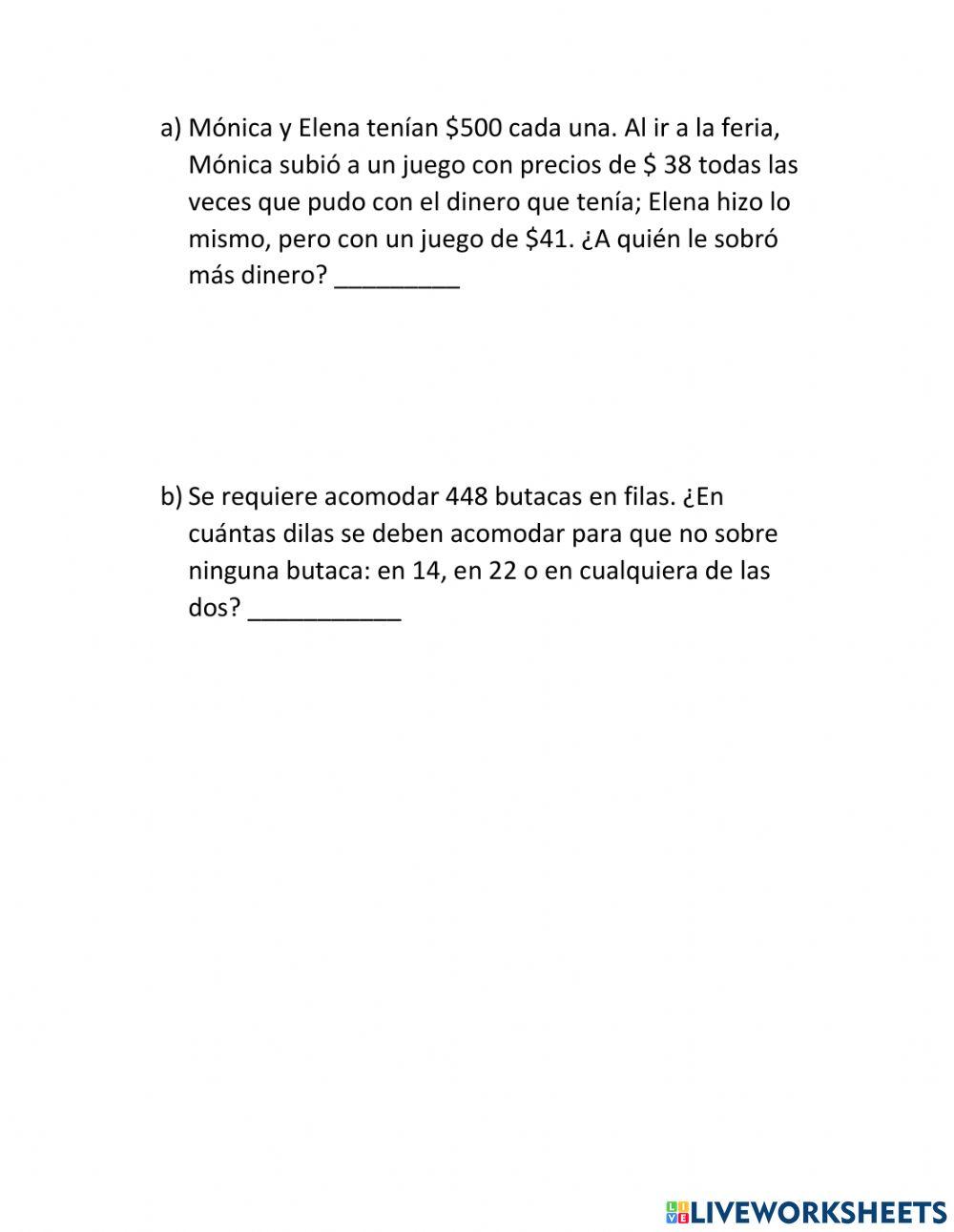 Multiplicación y división de tres cifras.