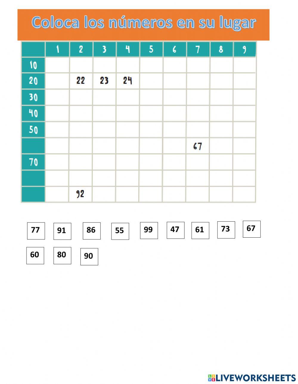 Números del 1 al 100