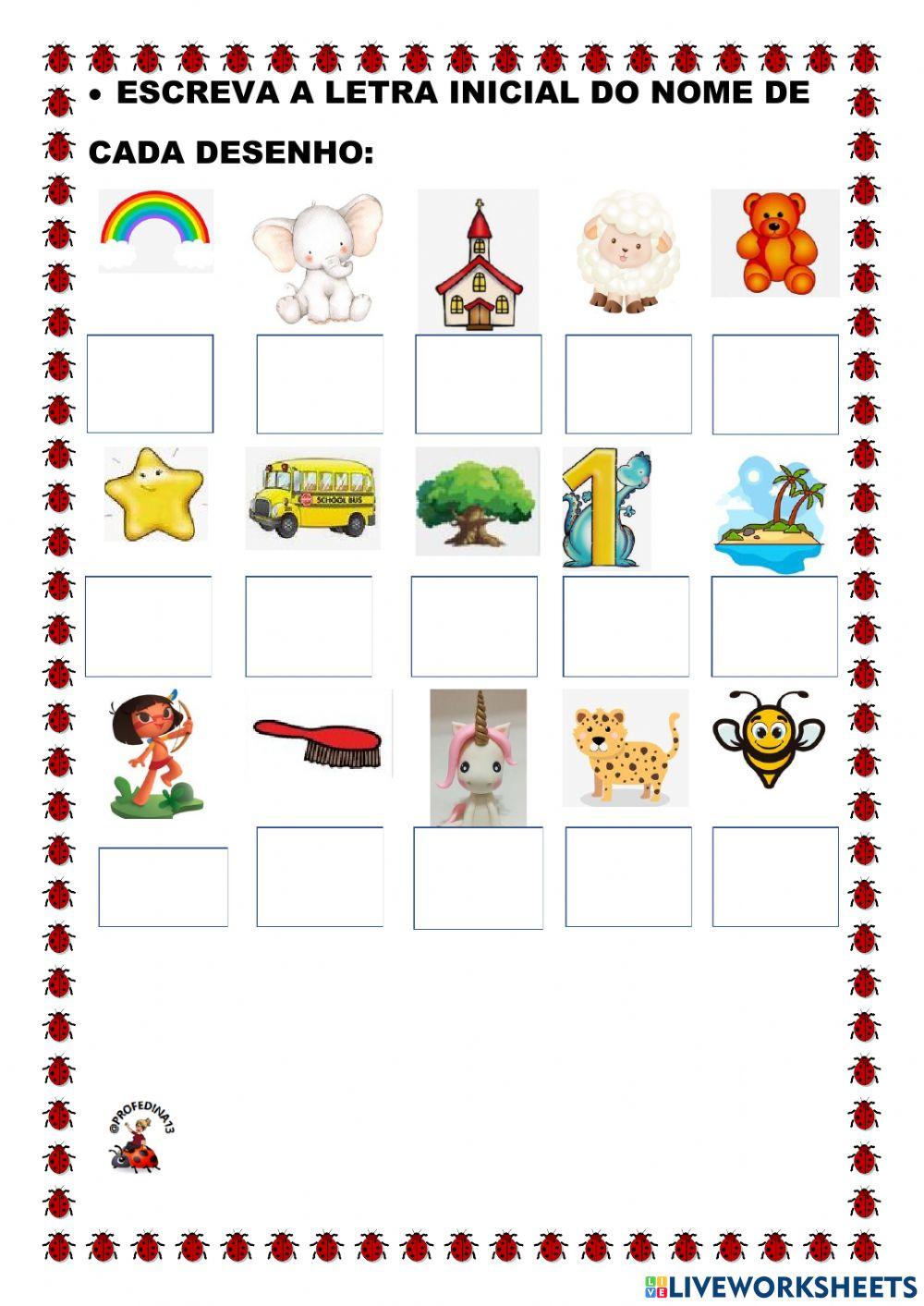 Letras iniciais  e finais