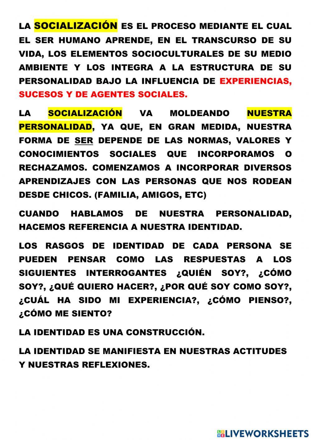 Socializacion e identidad