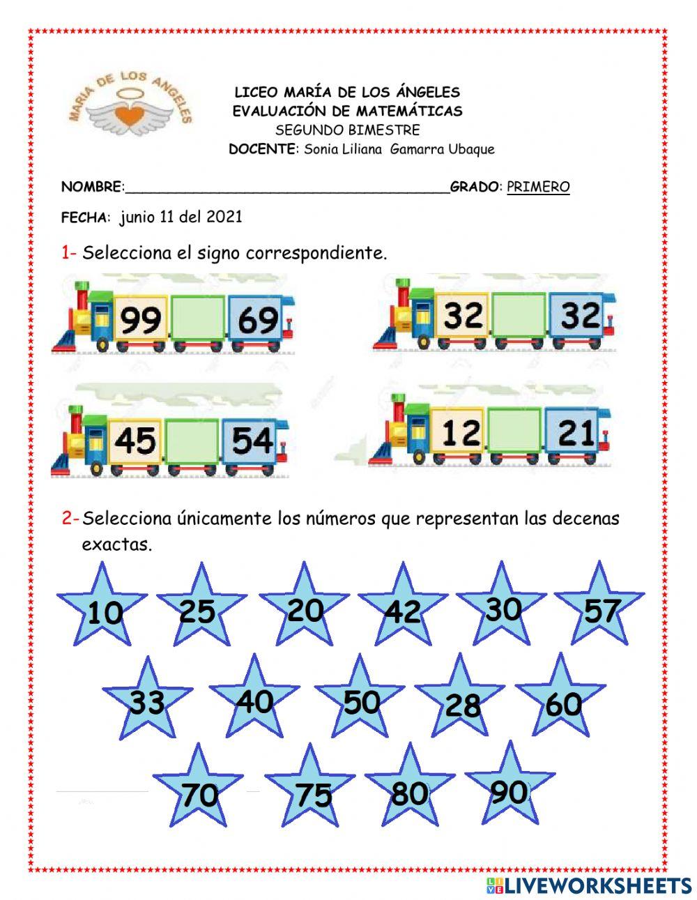 Evaluación matemáticas 1