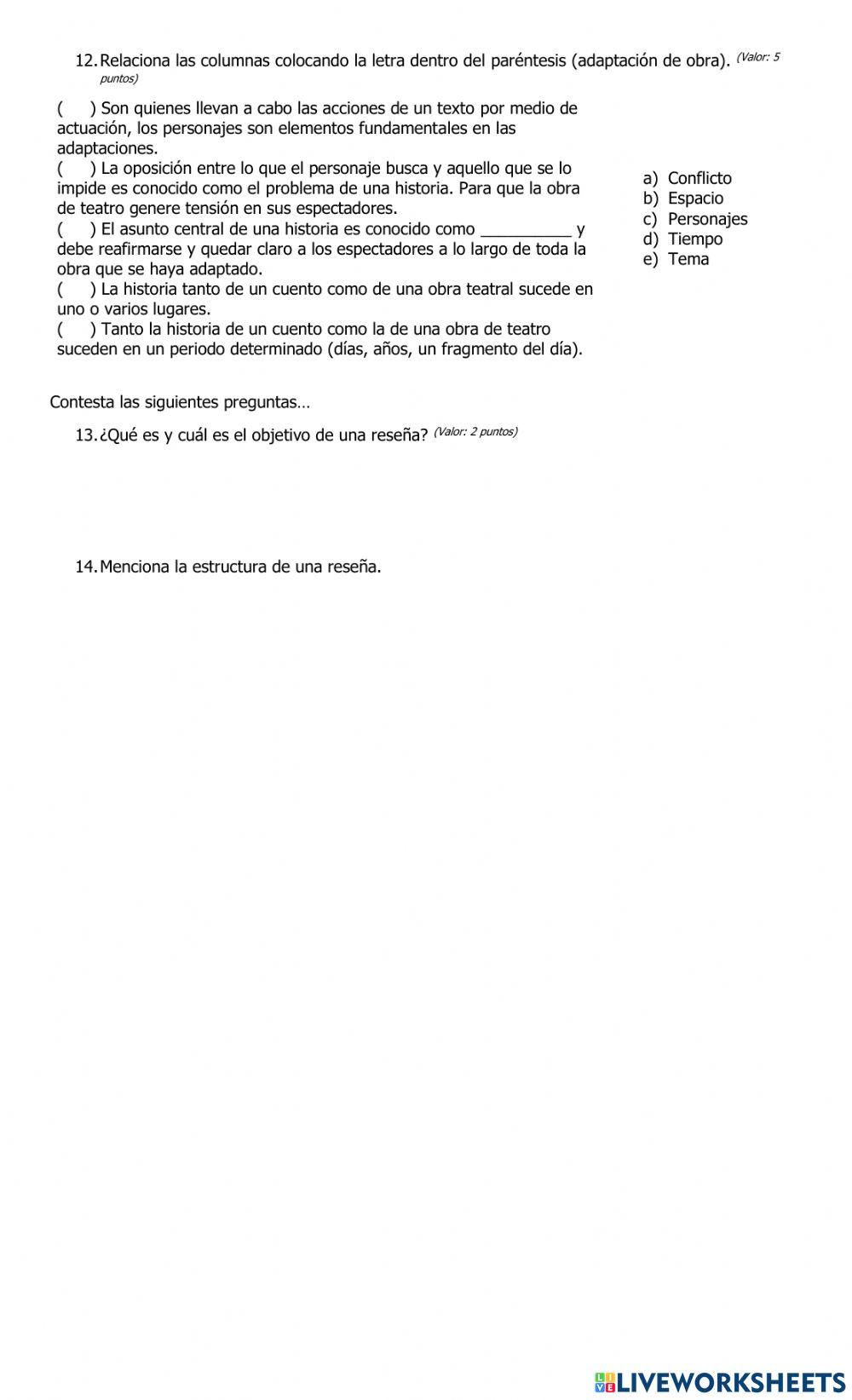 Examen 3.2 - español - séptimo