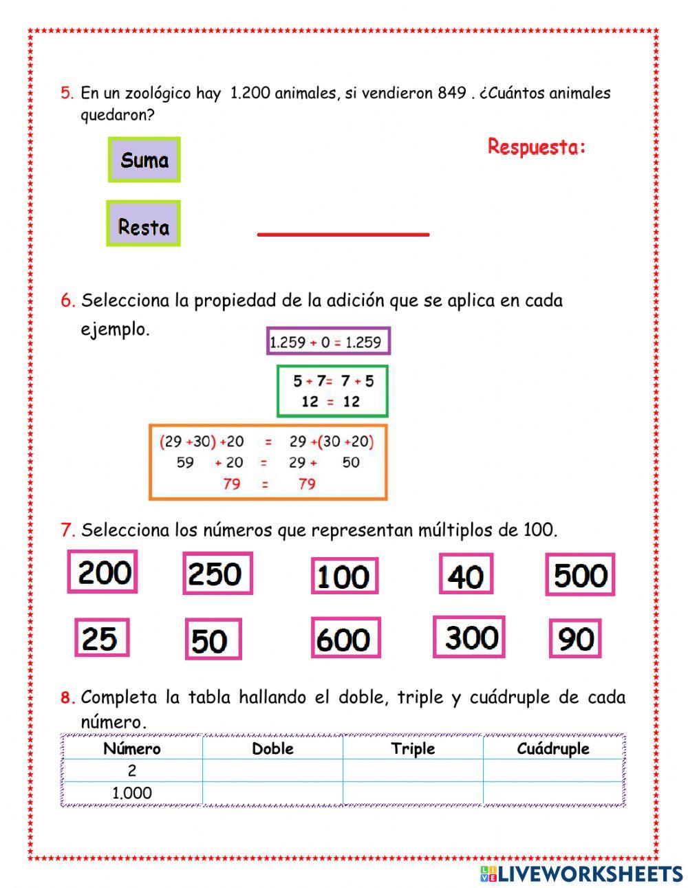 Evaluación matemáticas 3