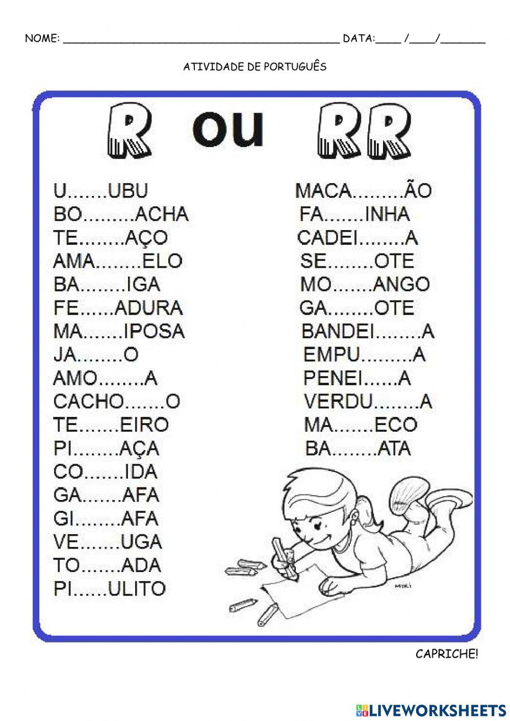 Palavras com r ou rr