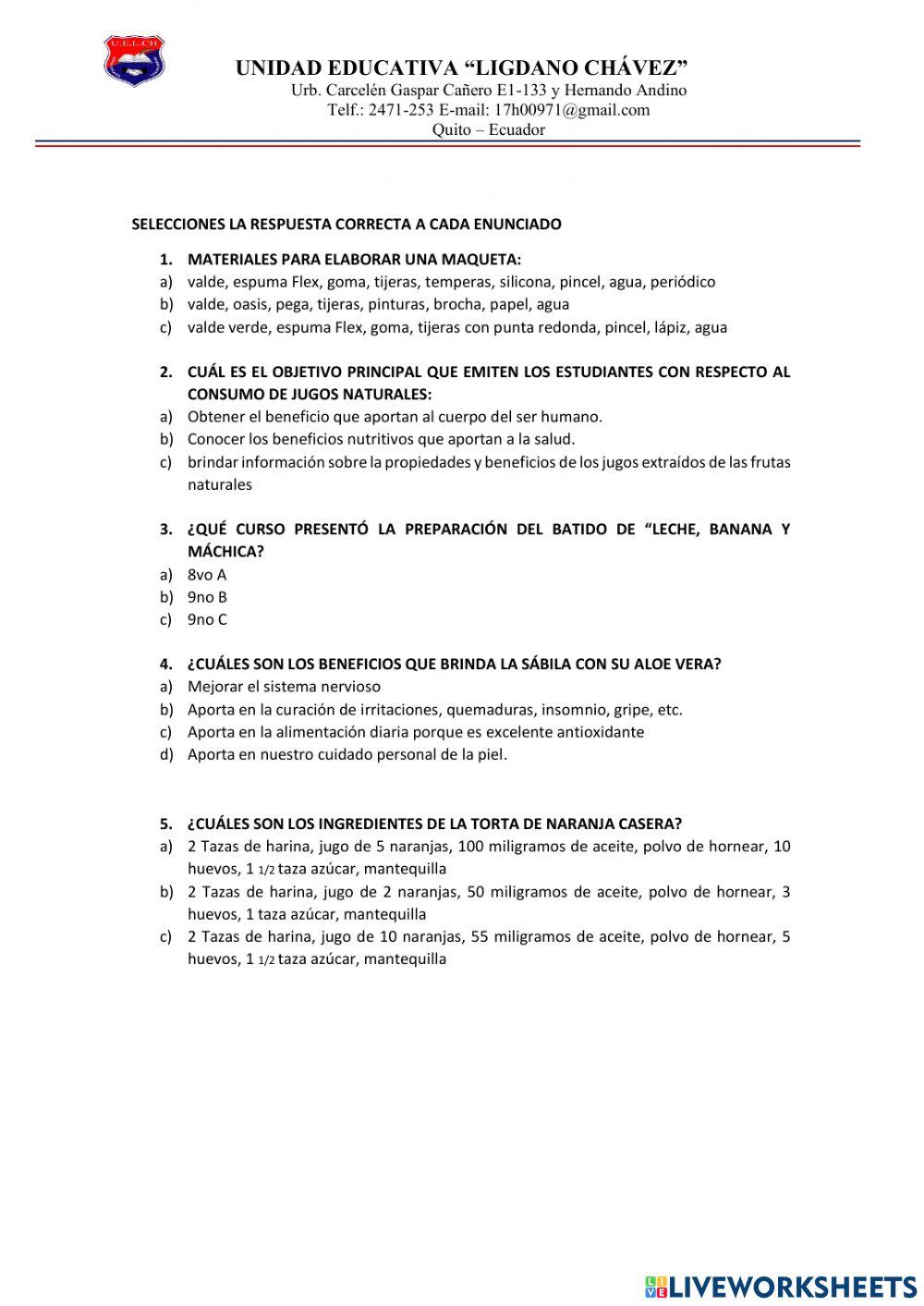 Ejemplo de comprensión lectora