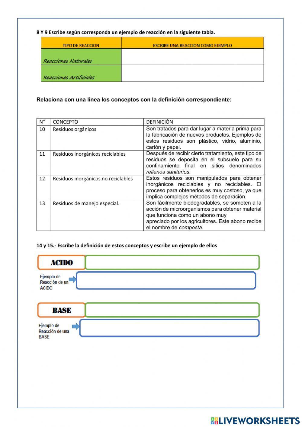 Examen Química tercer trimestre 3ro secundaria