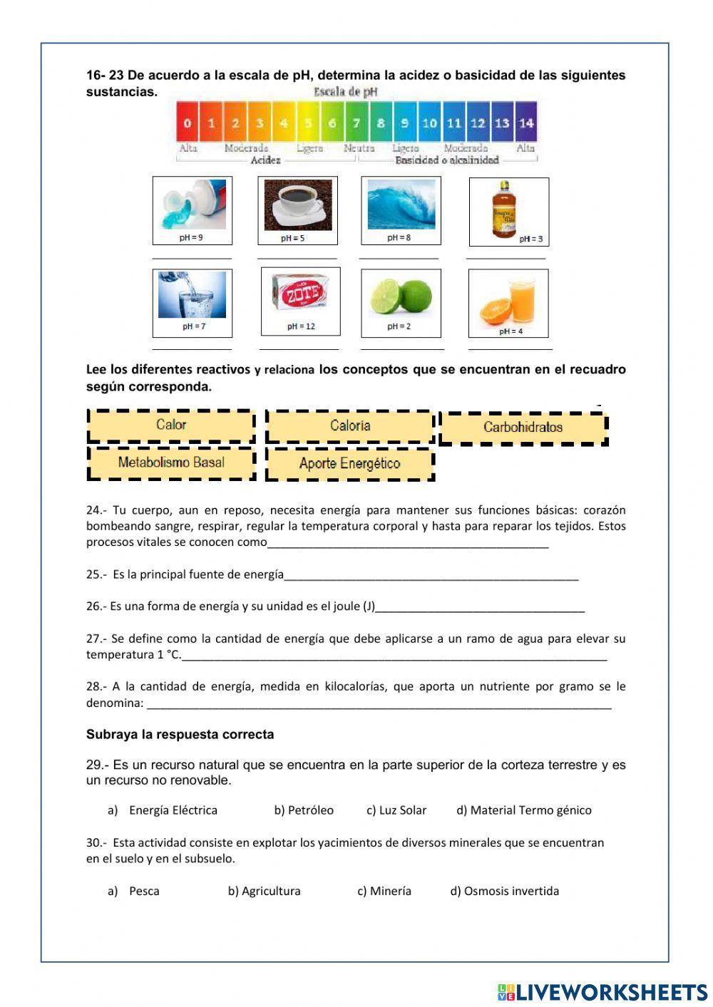 Examen Química tercer trimestre 3ro secundaria