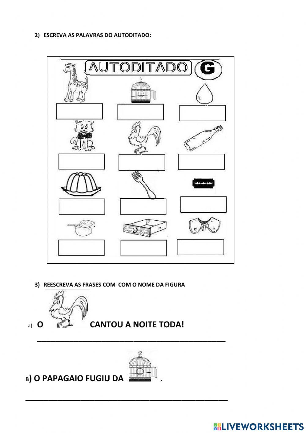 Atividades com a família silábica do G