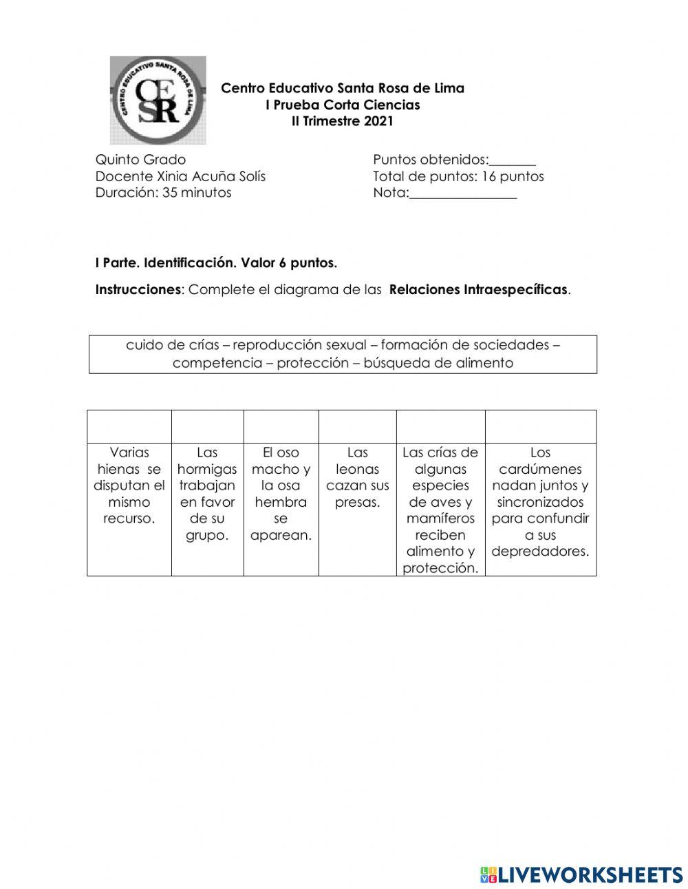 Prueba corta no.1-5grado II Tri 2021