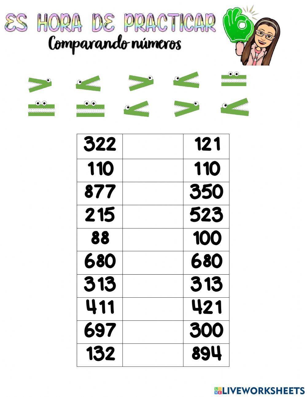 Comparar números y lectura de números