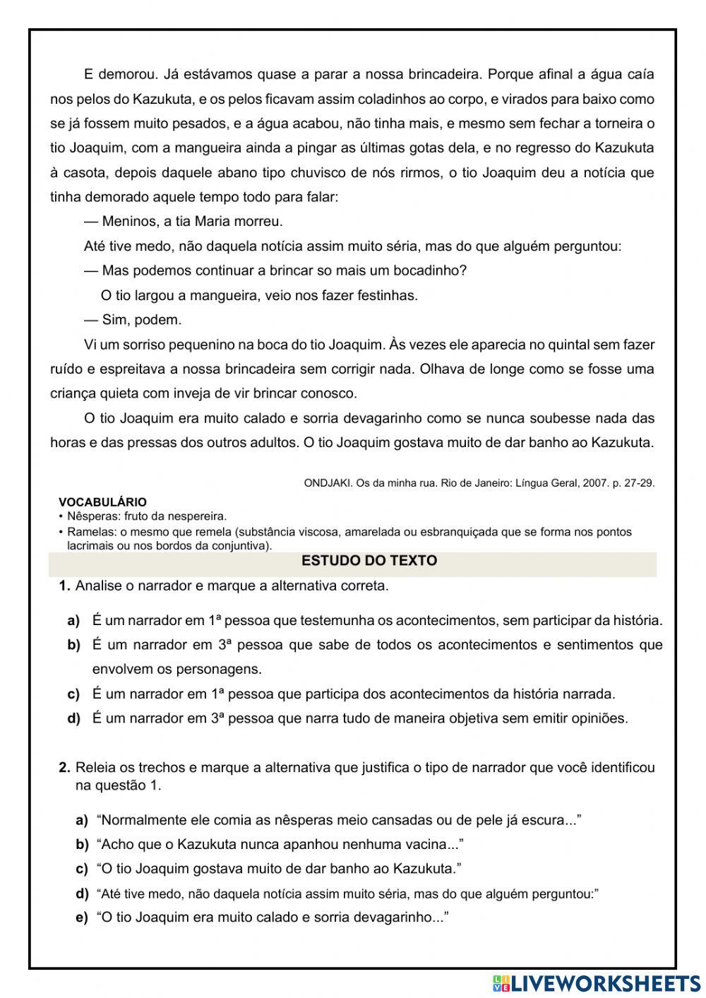 CONTO E EDITORIAL-REVISÃO (simuladinho) - 9º ano - 1ª unidade