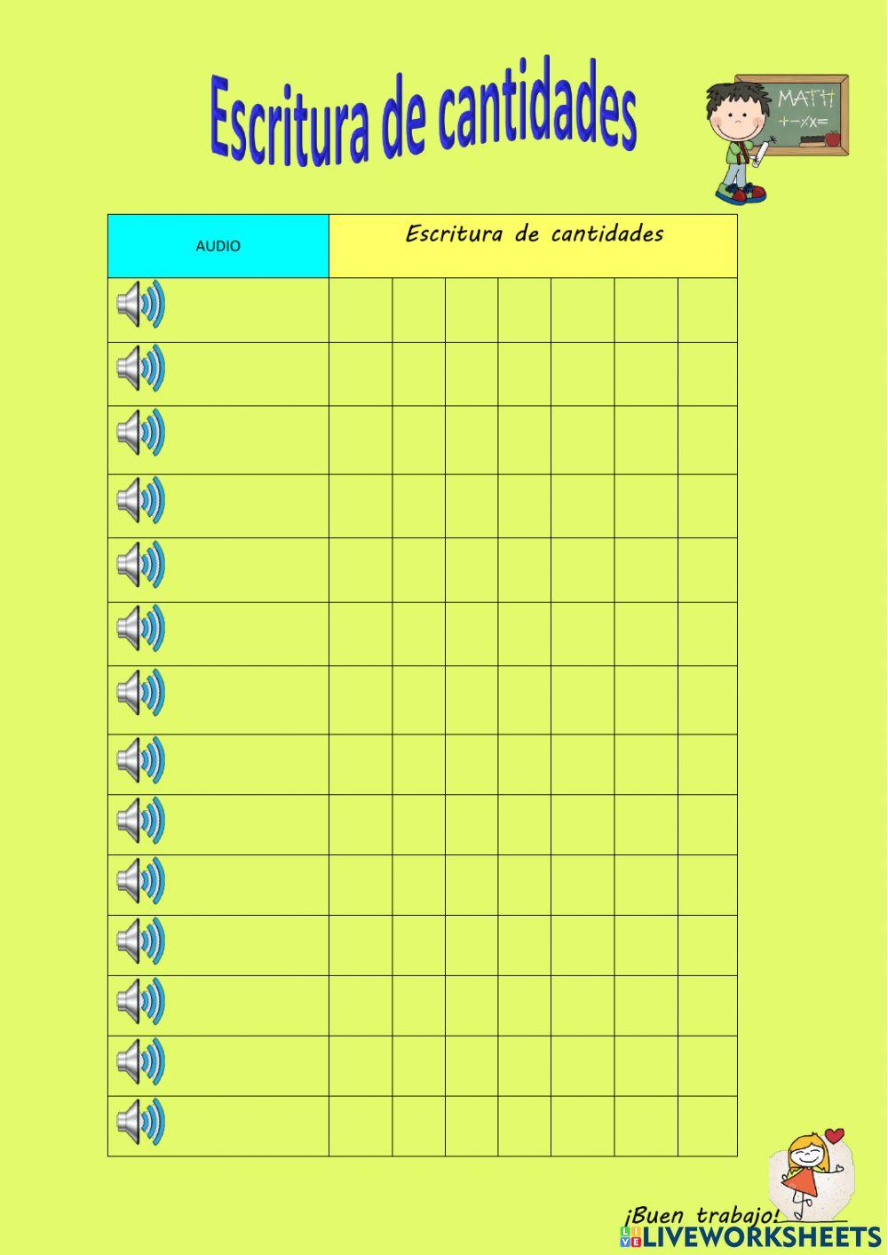 Escritura de cantidades