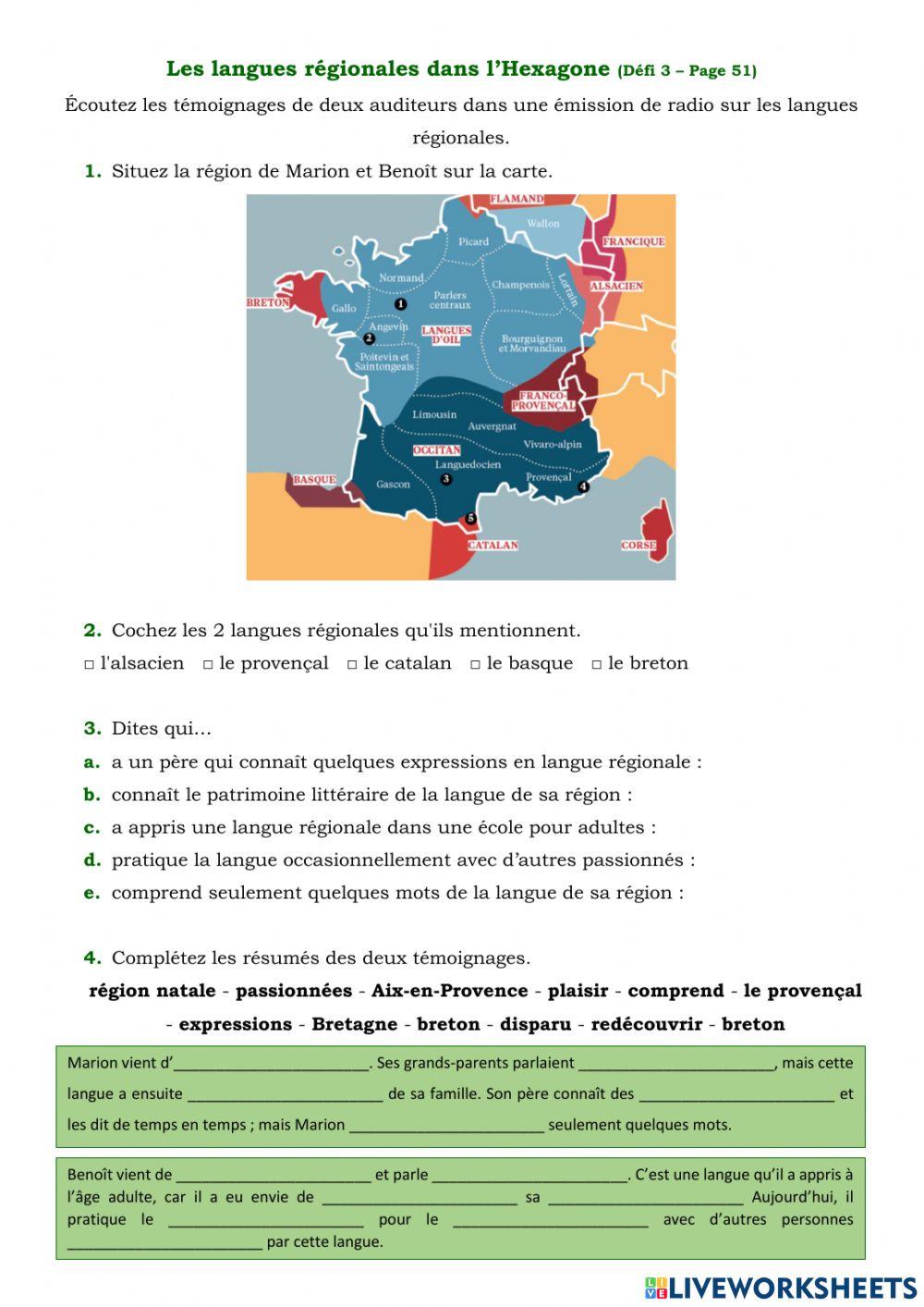 Les langues régionales dans l'hexagone