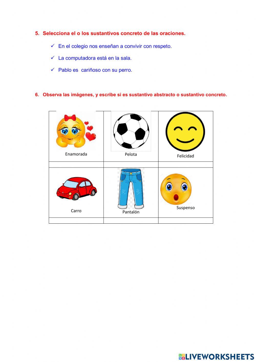 Sustantivos concretos y abstracto