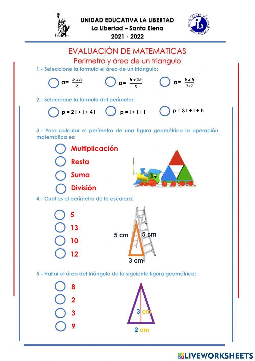 Perímetro y áreas de un triangulo