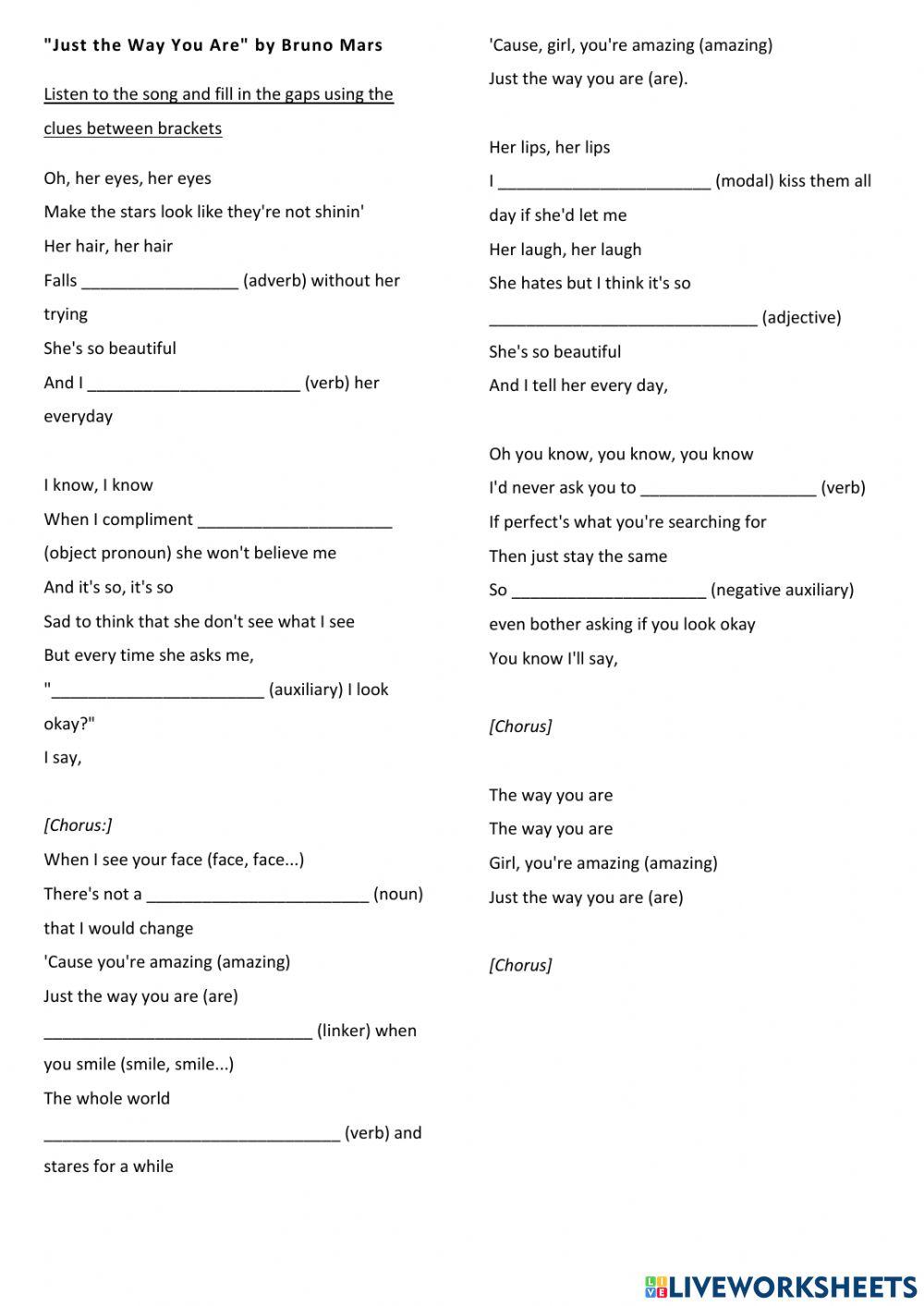 Song: Just the way you are Song: Just the way you are
