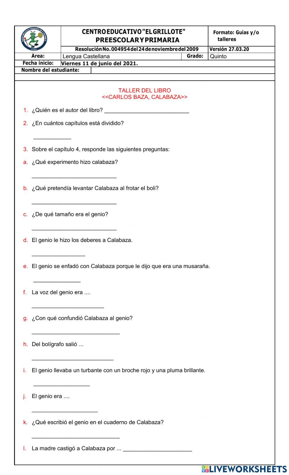 Carlos Baza, Calabaza.