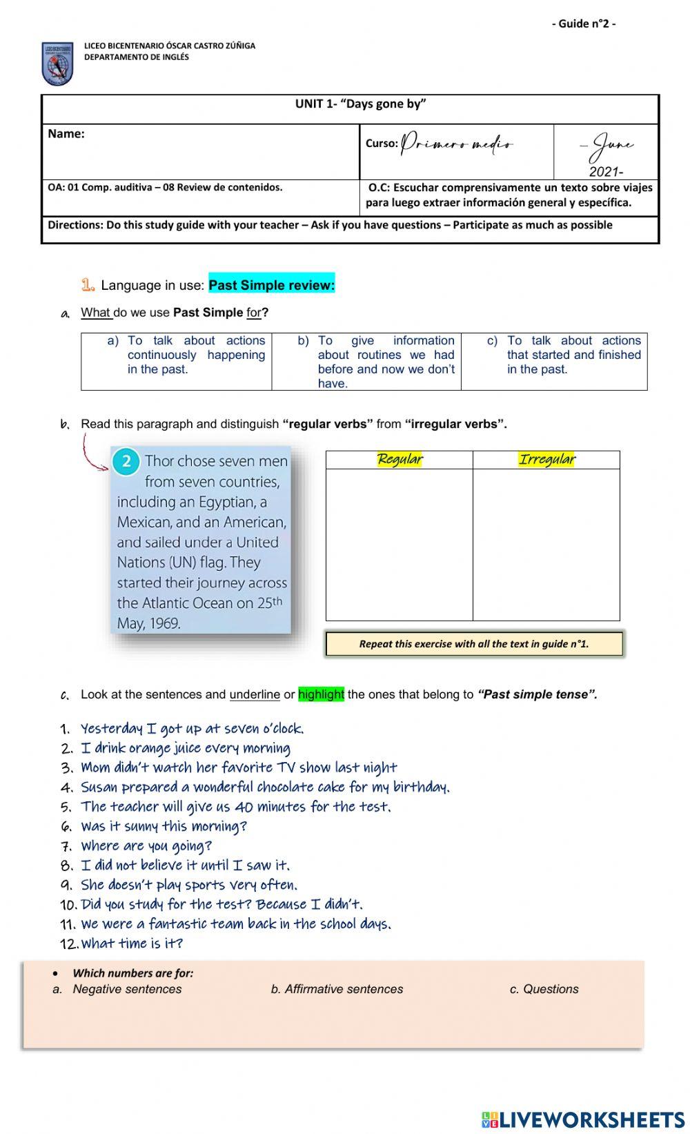 Guide 2 - Days gone by