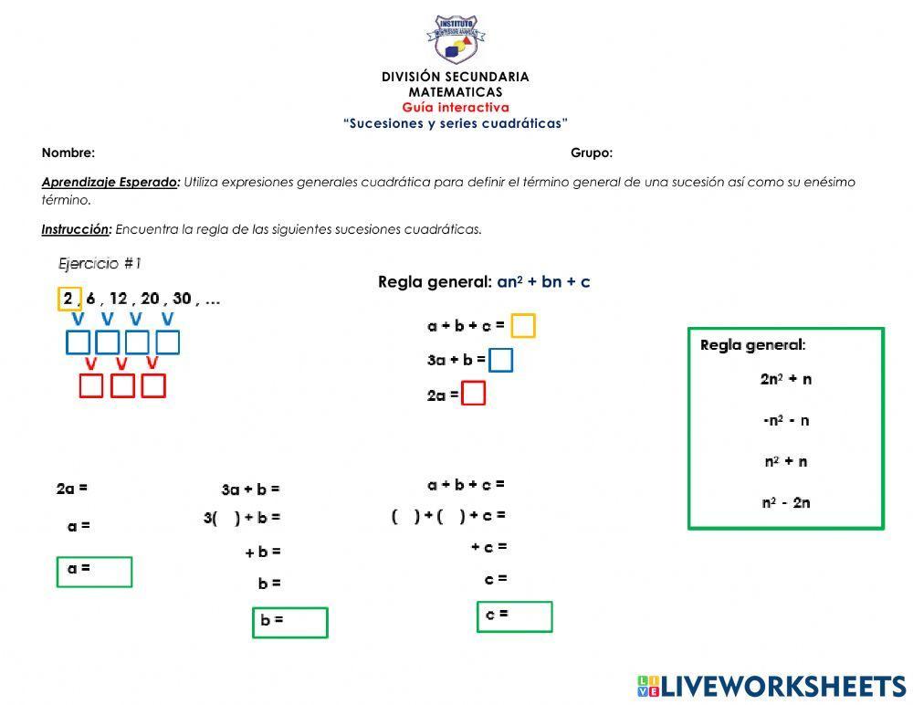 Sucesiones y series cuadráticas