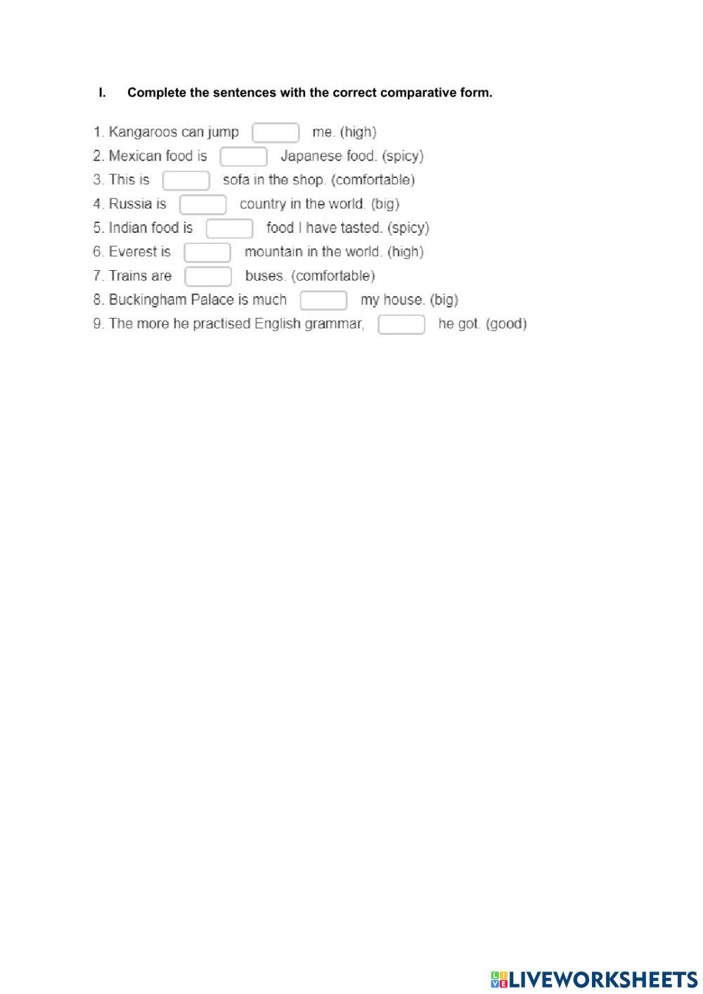 Comparative adjectives with countries