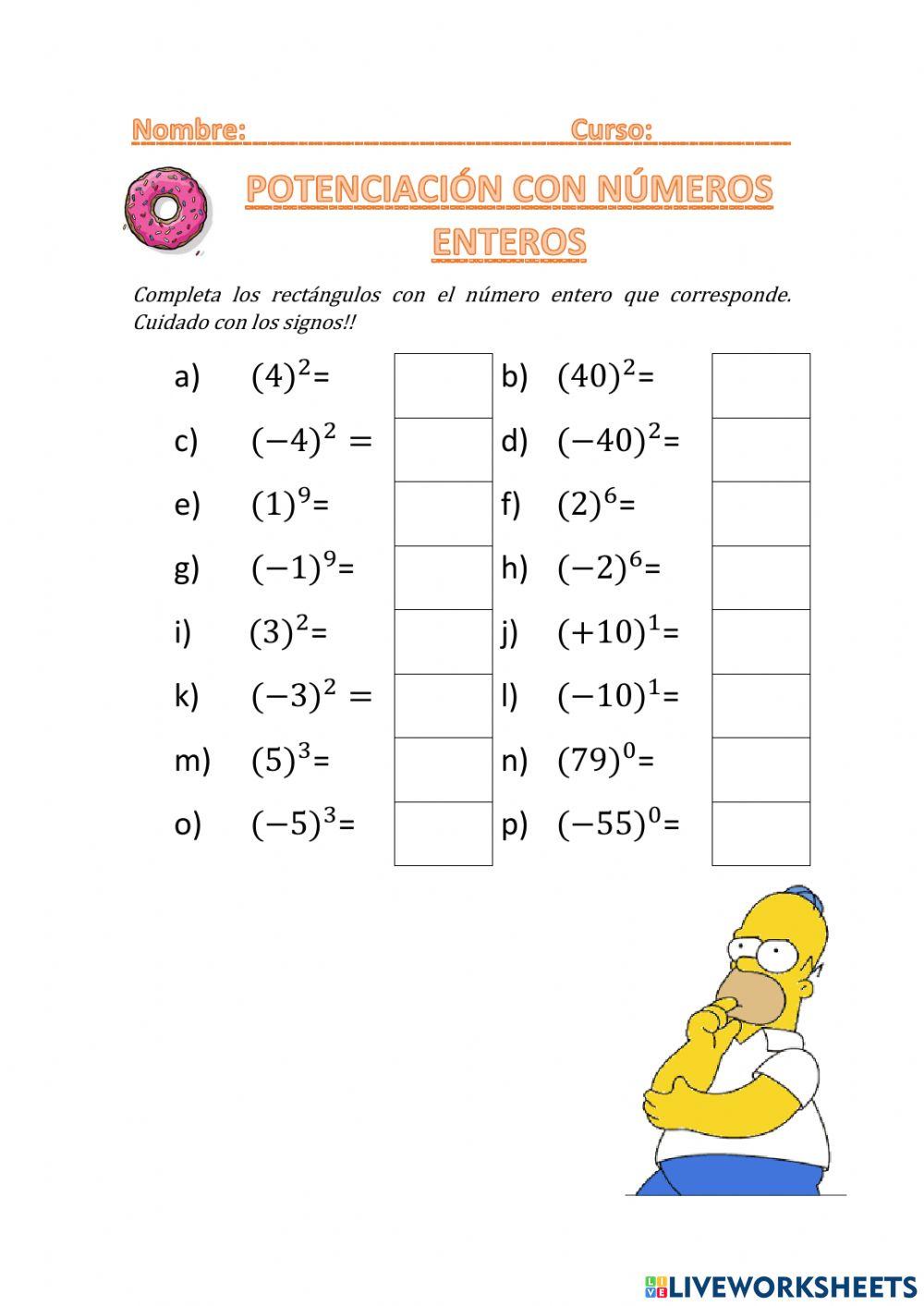 Potencias con enteros