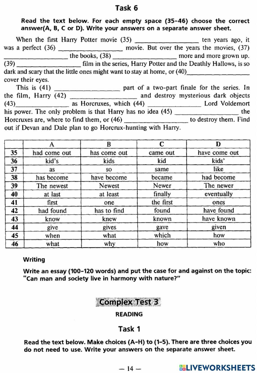 Exam Focus Complex Tests - Test 2