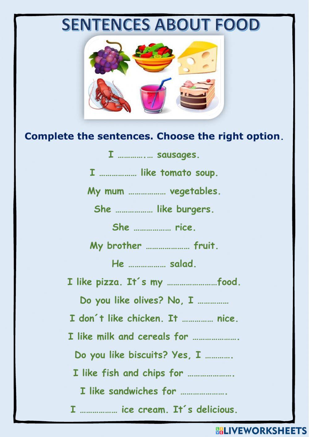 Sentences about food