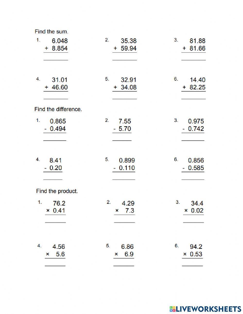 1078452 Operations With Decimals Adriana De Gorordo 1078452 Operations With Decimals Adriana De Gorordo