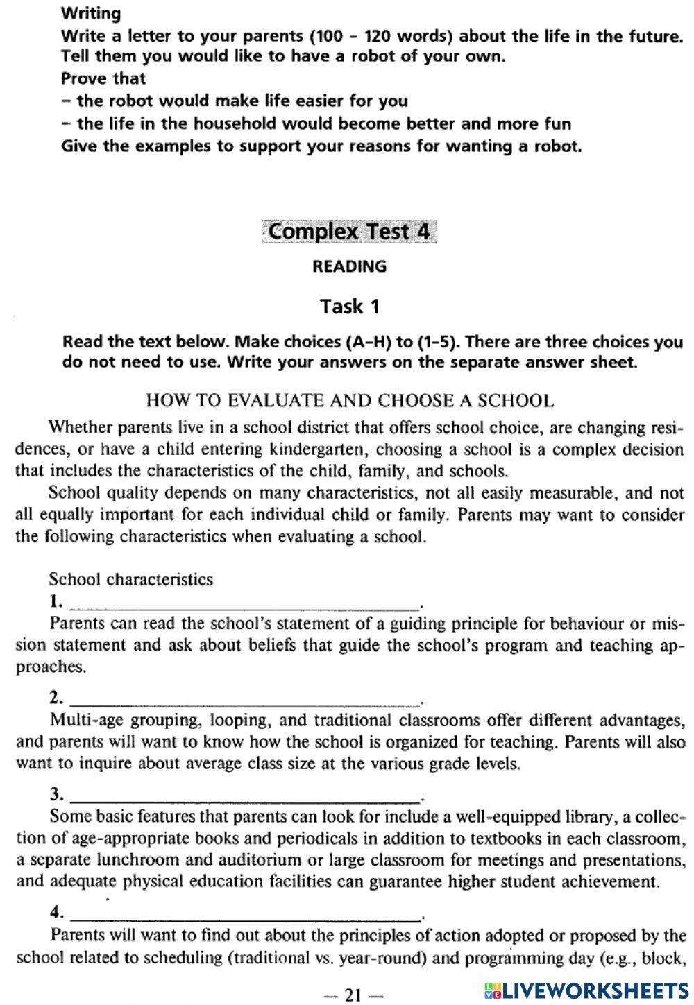 Exam Focus Complex Tests - Test 3