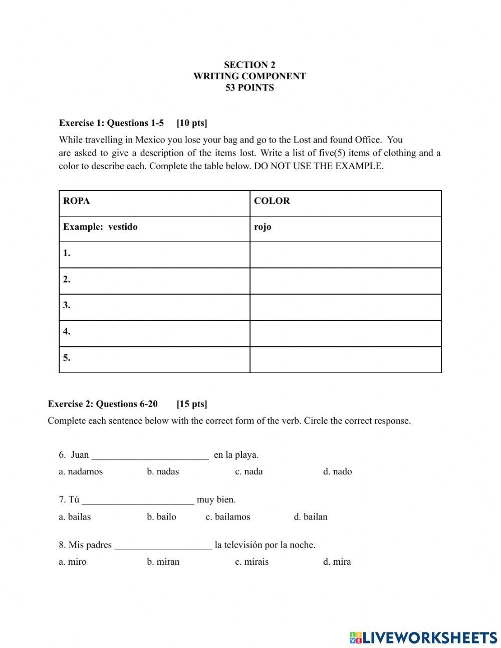 Grade 11Writing Examination