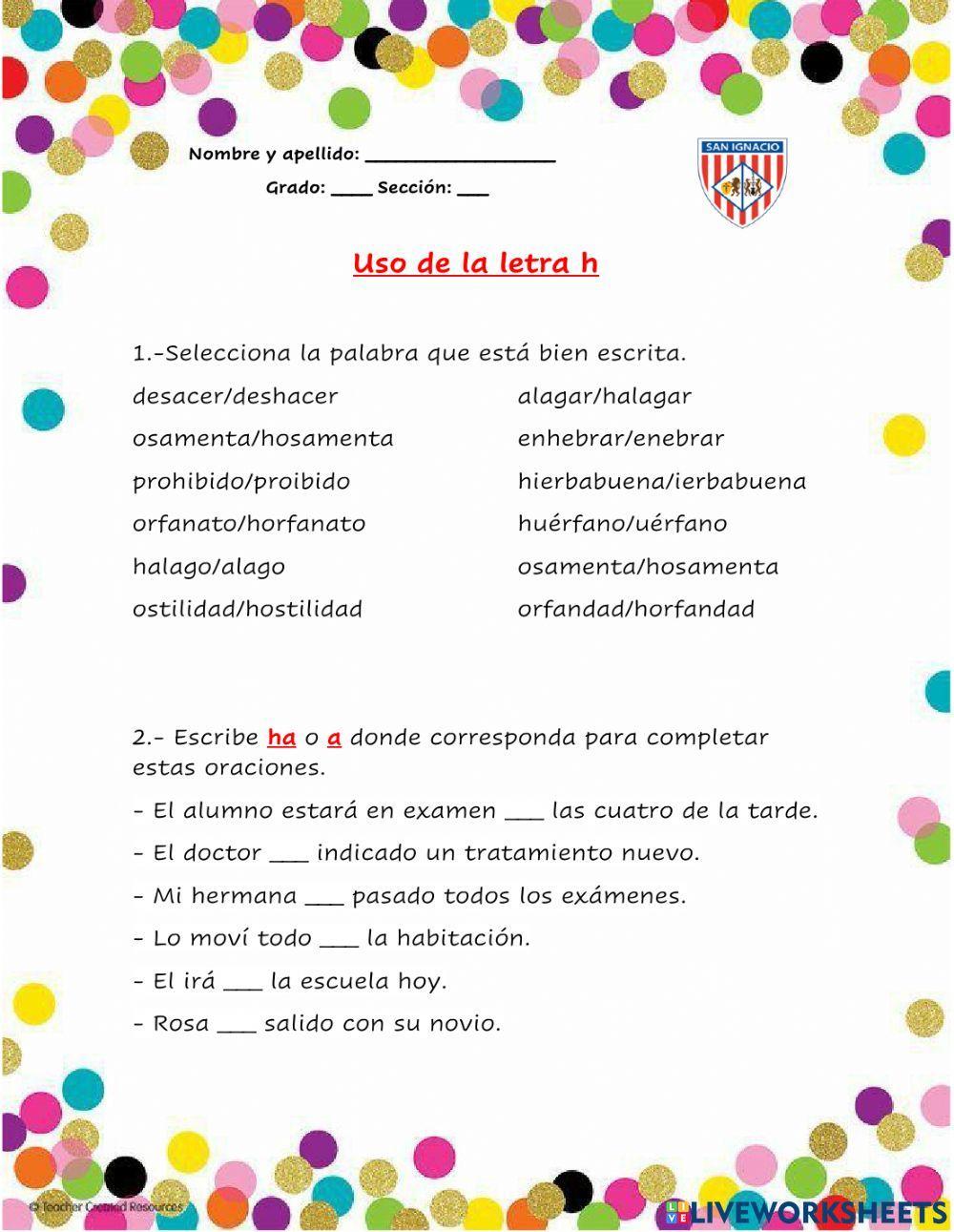 Uso de la letra h Uso de la letra h