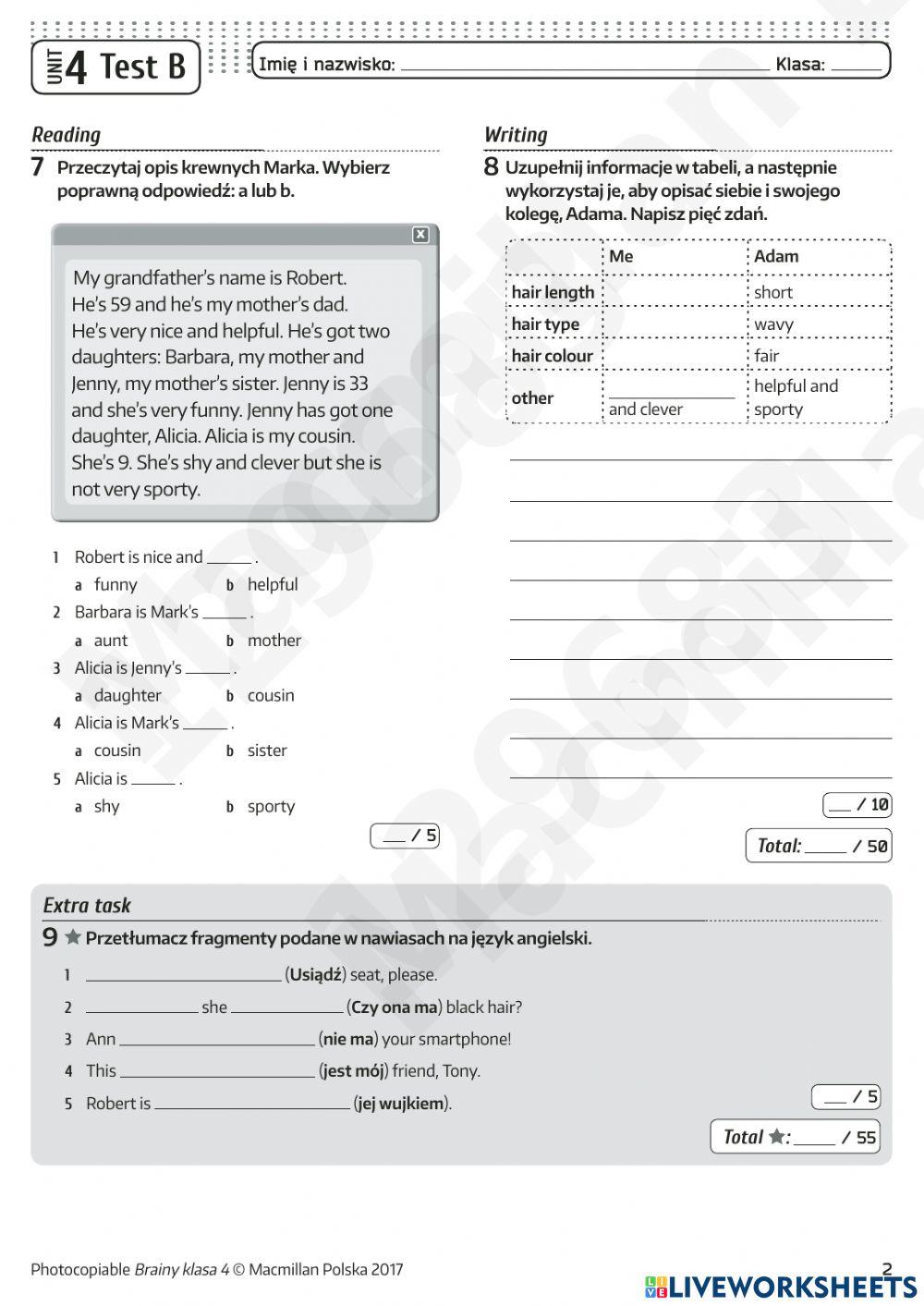 Brainy 4 unit 4 test