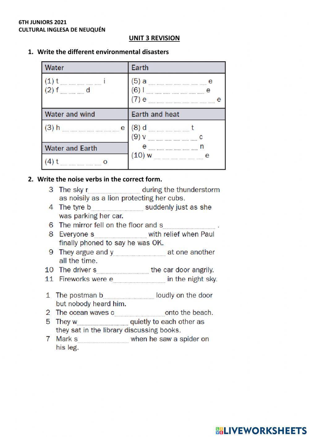 Revision unit 3 6th juniors