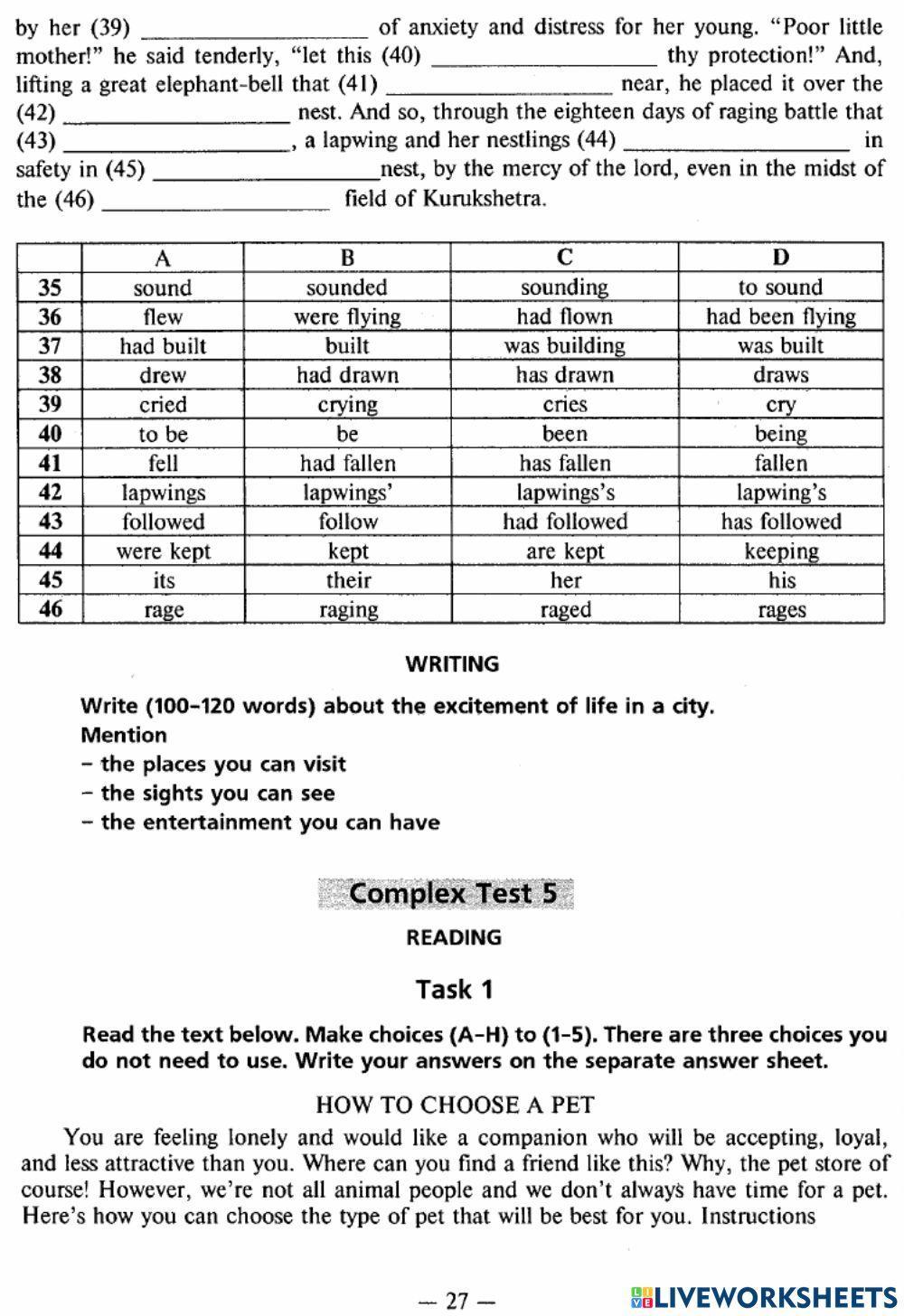 Exam Focus Complex Tests - Test 4