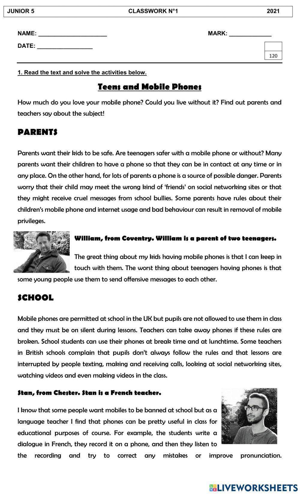 Junior 5 Classwork N°1