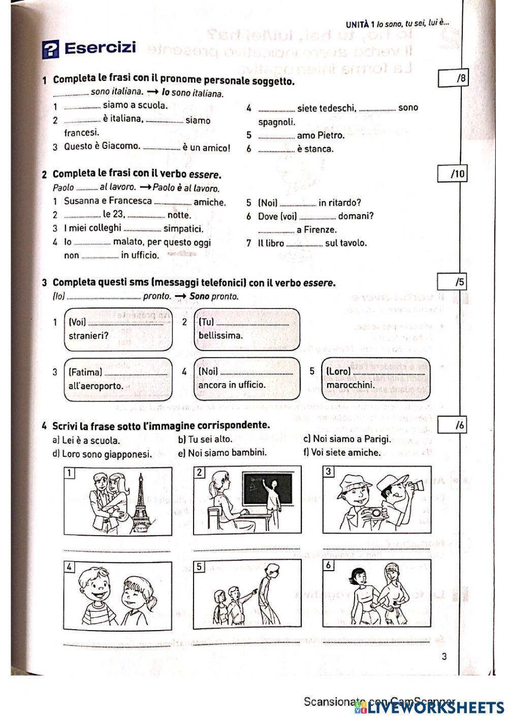 Pronomi personali e verbo essere