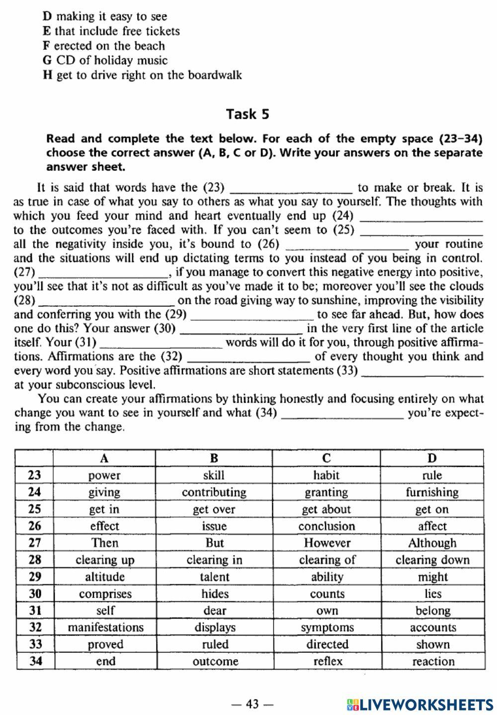 Exam Focus Complex Tests - Test 7