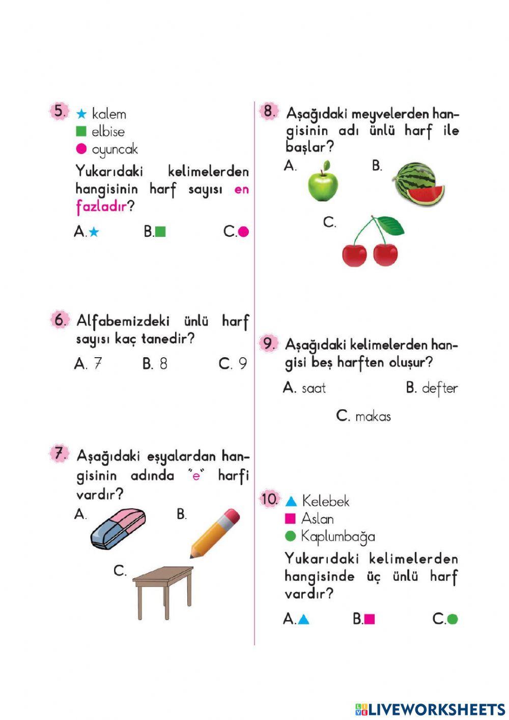 Test-Ses Harf Bi̇lgi̇si̇