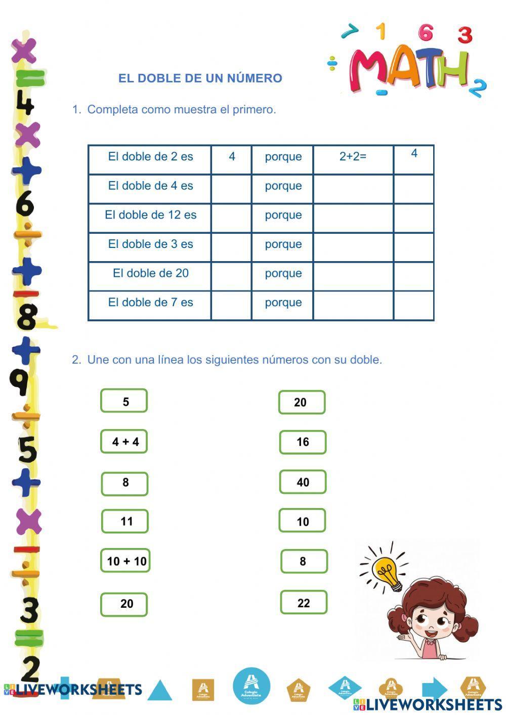 El doble de los números