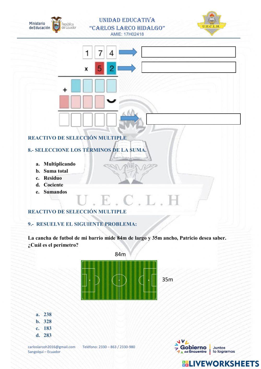 Evaluación de matemática