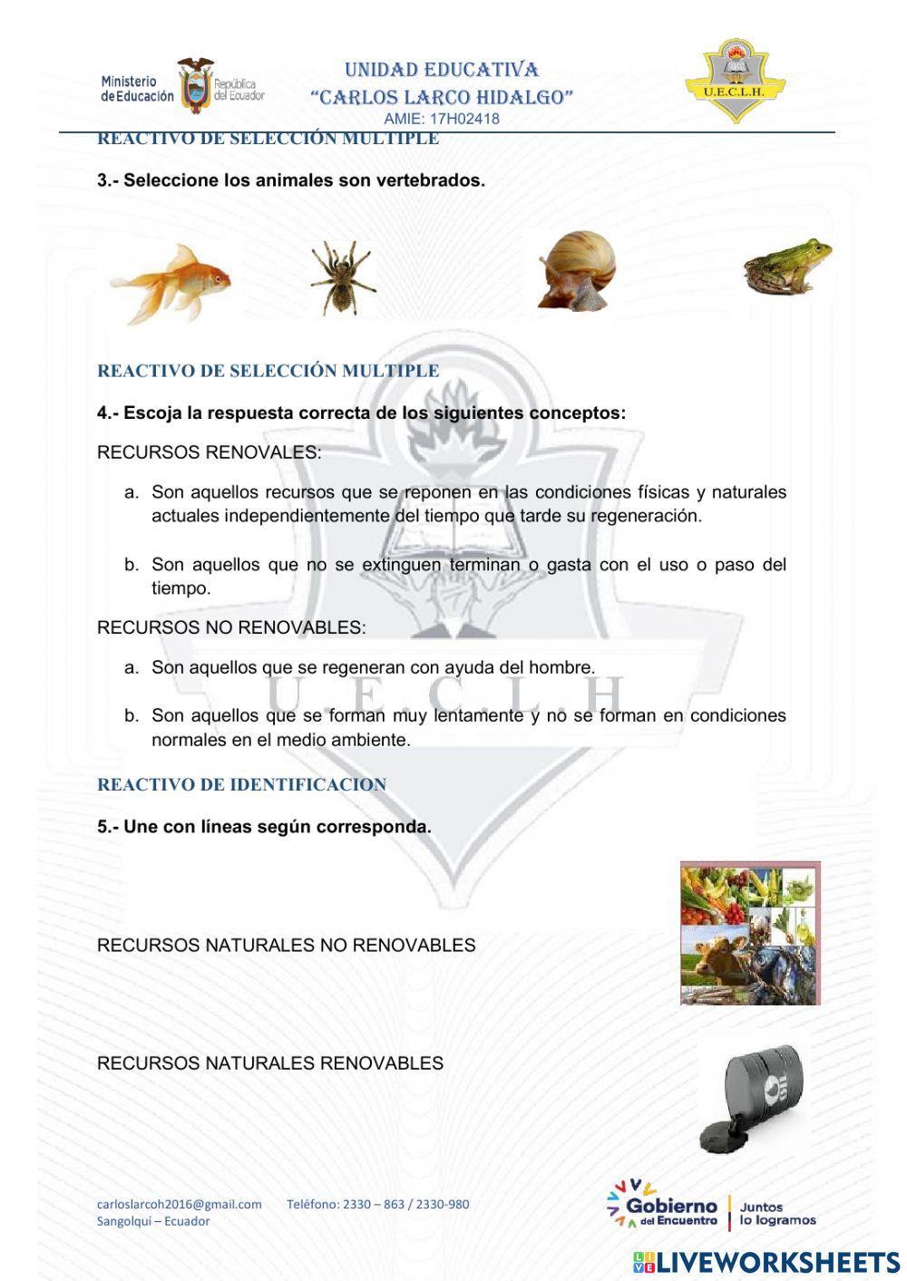 Evaluación de ciencias naturales